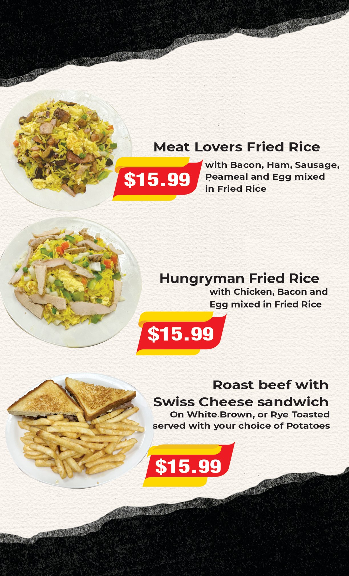 Fried Rice and Sandwich Specials